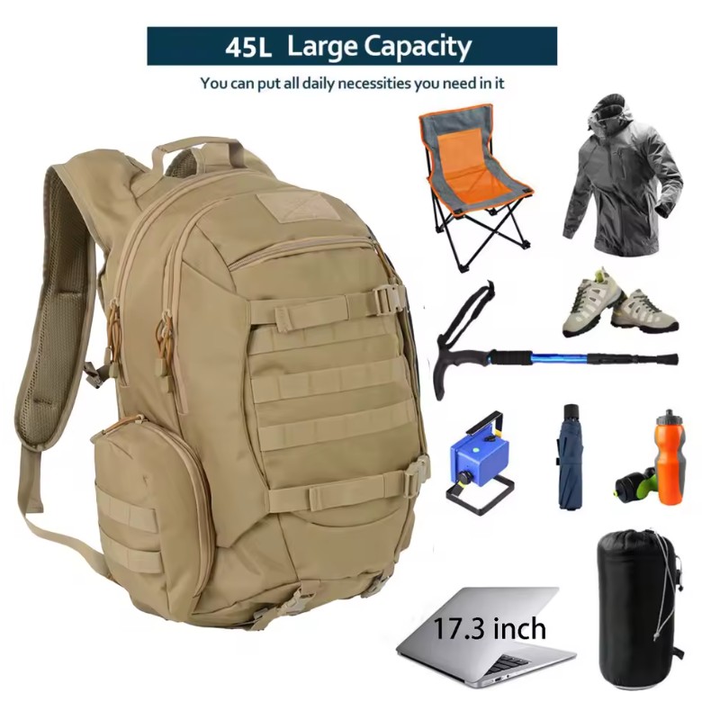 45L Tactical Waterproof Backpack – Outdoor Hiking & Camping Rucksack - Image 4